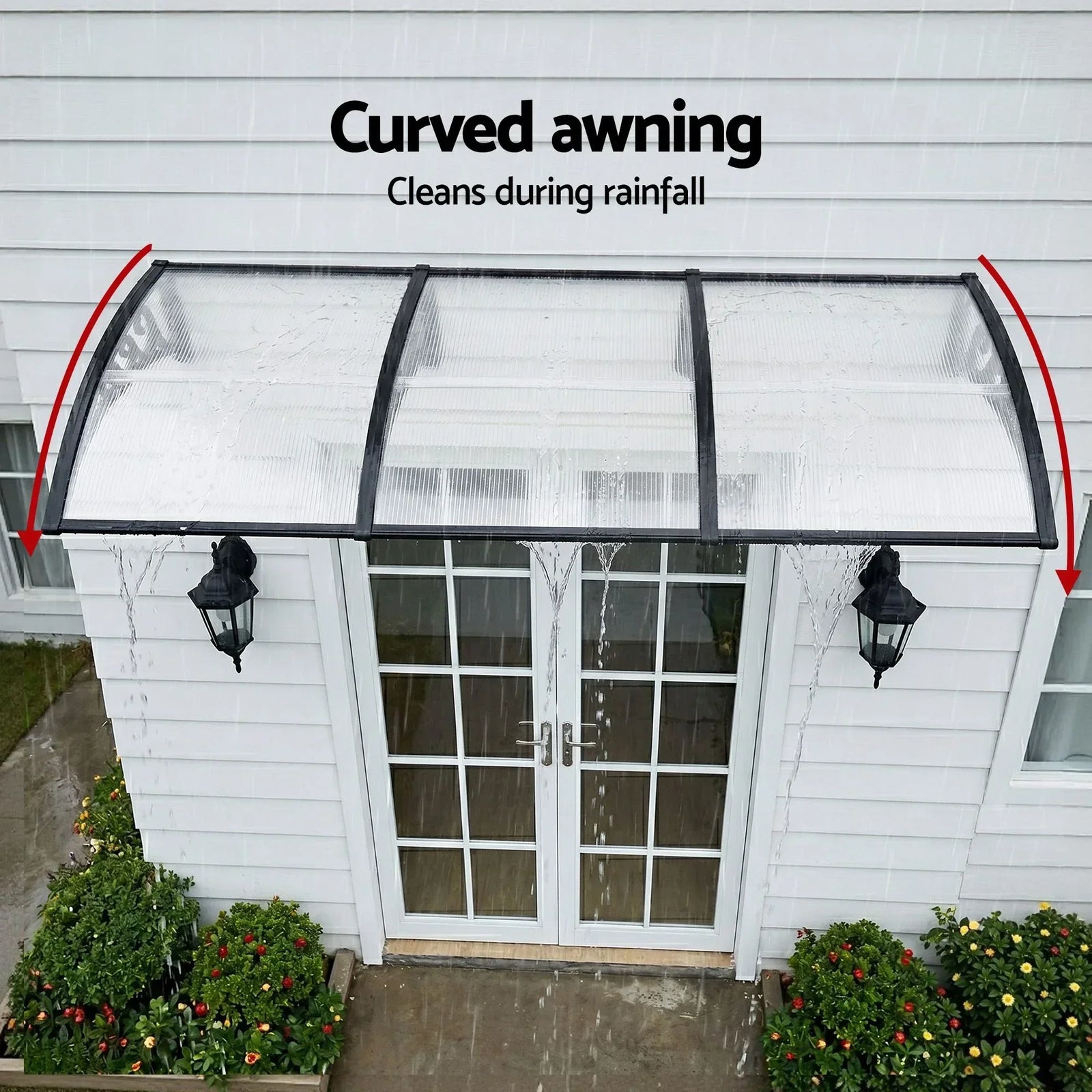 Window Door Awning 0.8mx3m Transparent