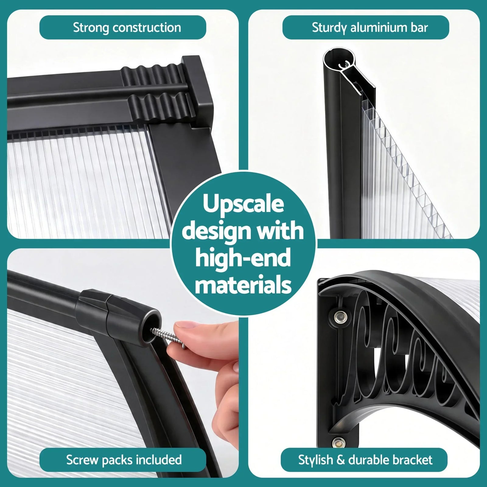 Window Door Awning 0.8mx3m Transparent
