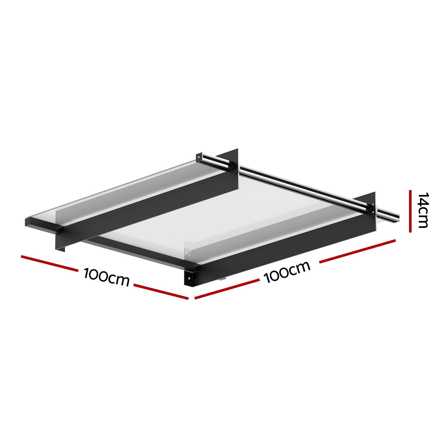 Instahut Window Door Awning Canopy 1mx1m Flat Transparent Sheet Metal Frame