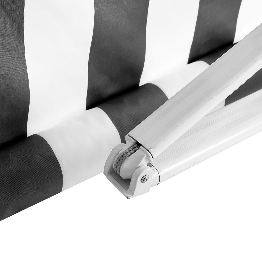Retractable Folding Arm Awning Manual Sunshade 3Mx2.5M Grey White