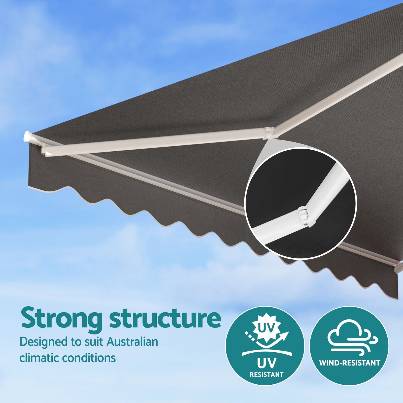 Folding Arm Awning – 3.5×3m Retractable Shade, UV‑Resistant, Grey