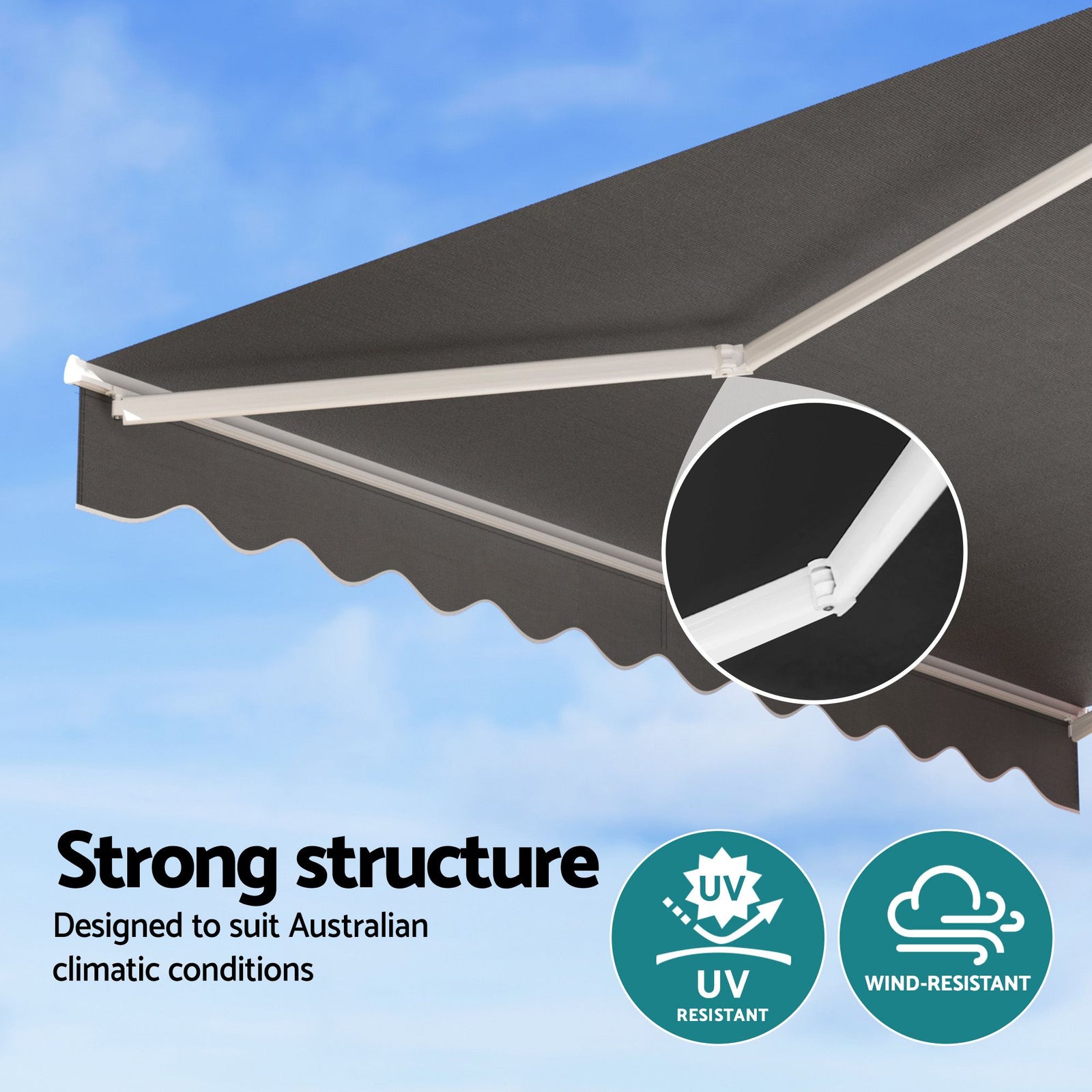 Motorised Folding Arm Awning 3.5×3m – Retractable Sunshade Grey