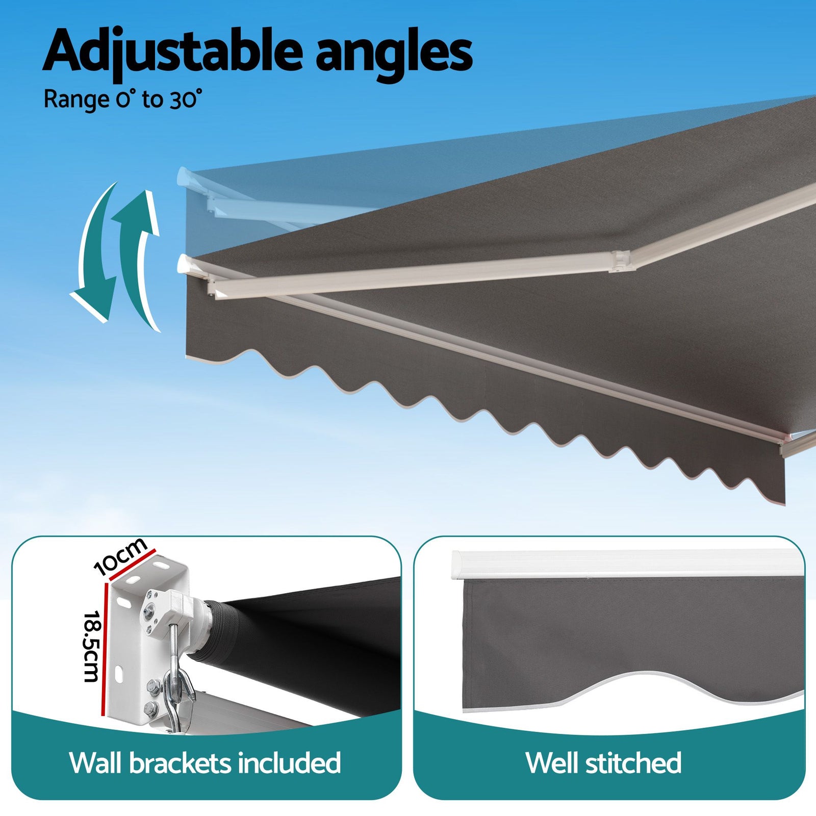 Motorised Folding Arm Awning 3.5×3m – Retractable Sunshade Grey