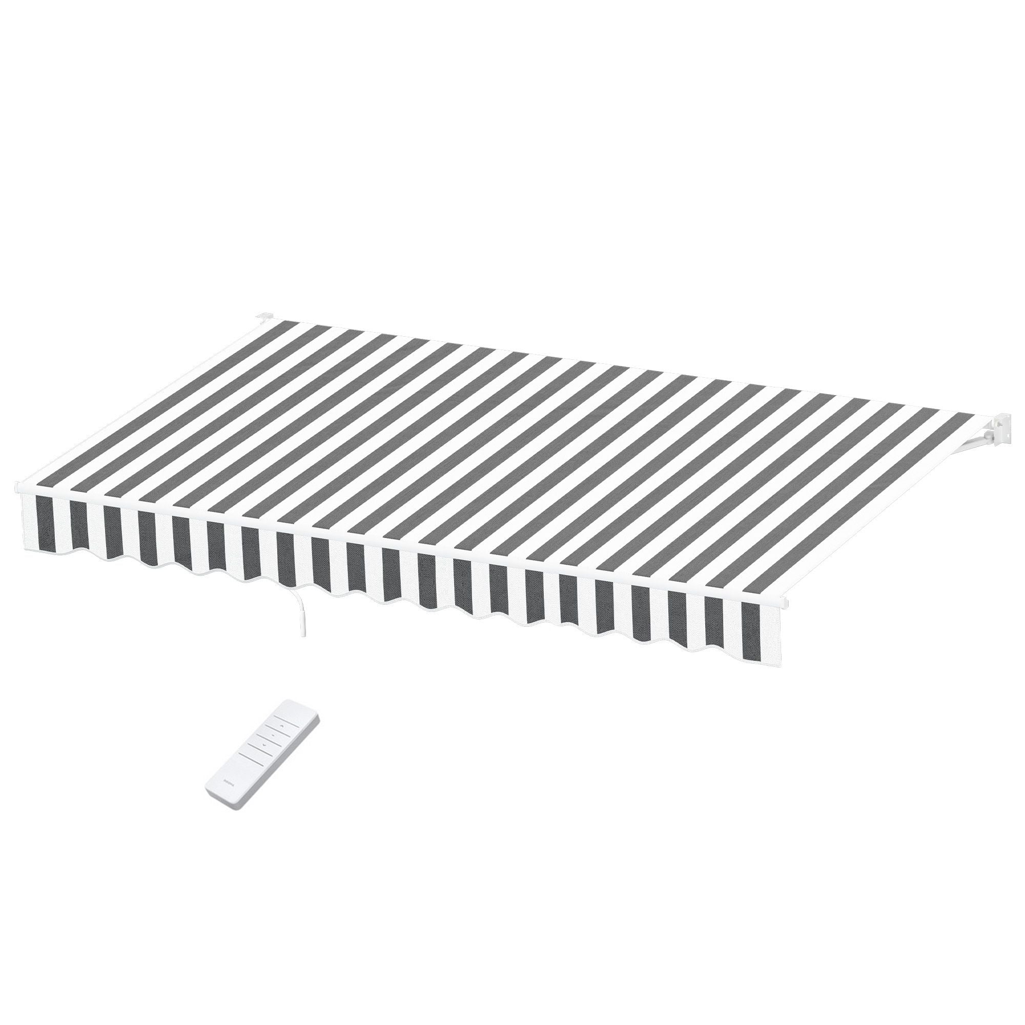 Motorised Folding Arm Awning 4.5×3m – Retractable Sunshade Grey White