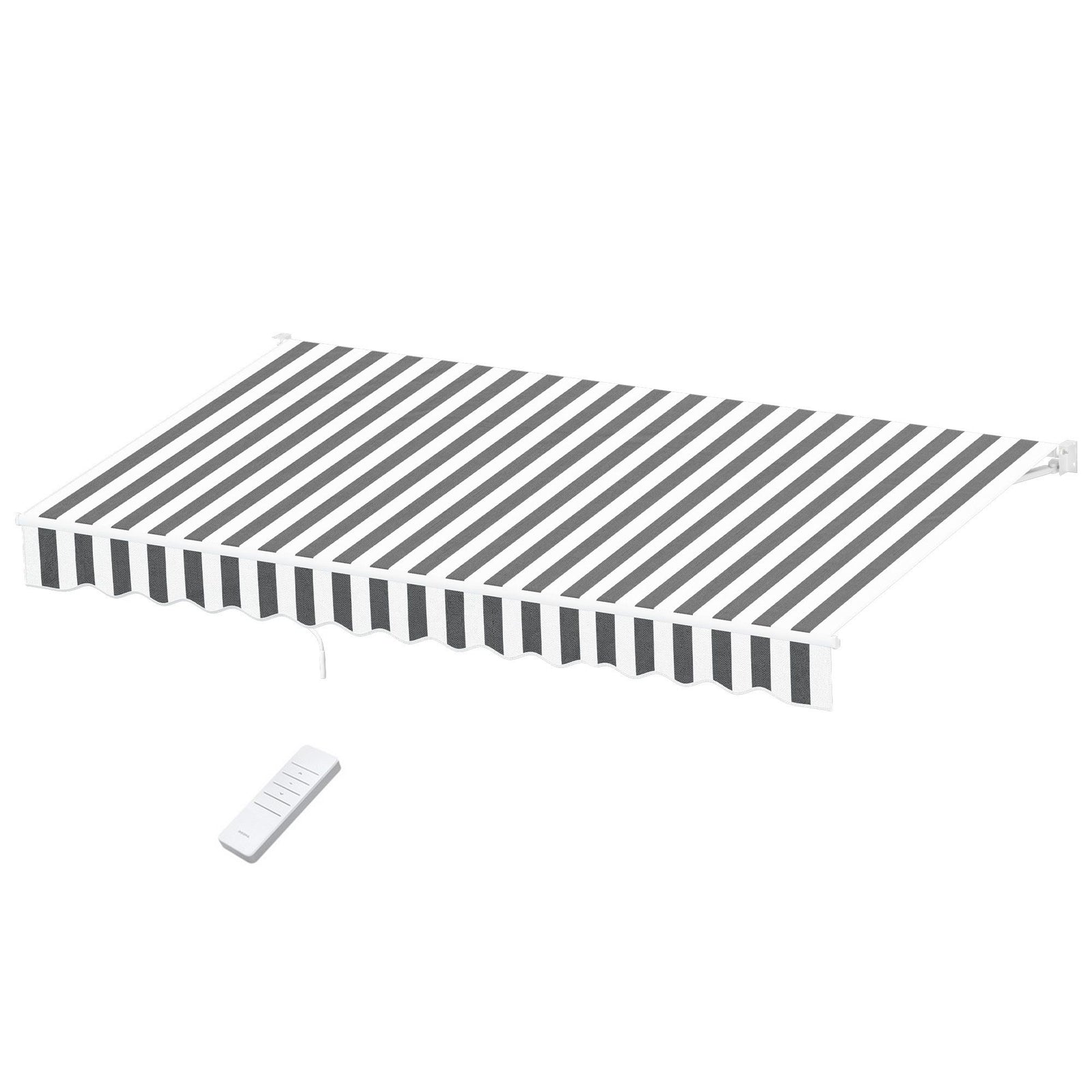 Motorised Folding Arm Awning 4.5×3m – Retractable Sunshade Grey White