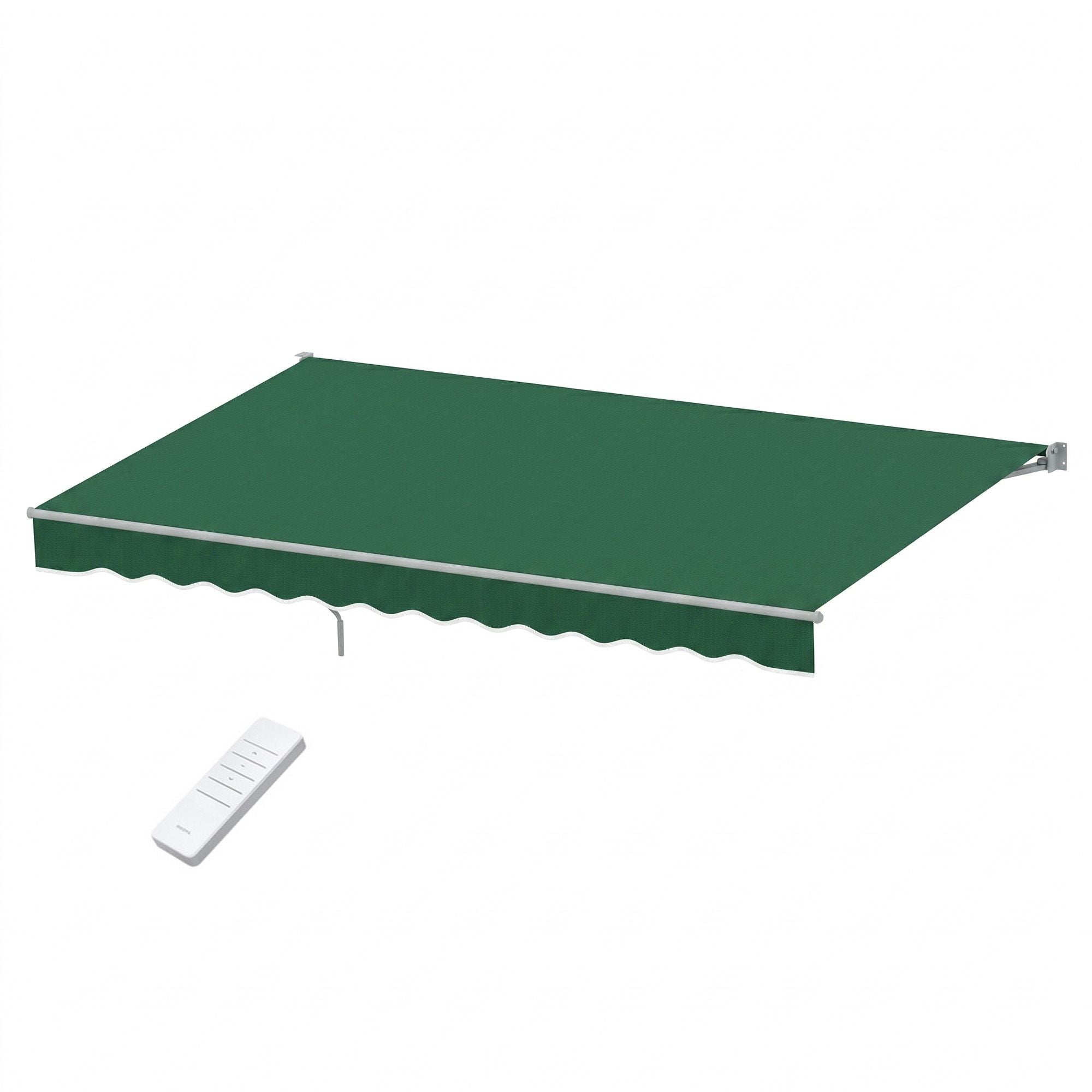 Motorised Folding Arm Awning 5×3m – Retractable Sunshade Dark Green