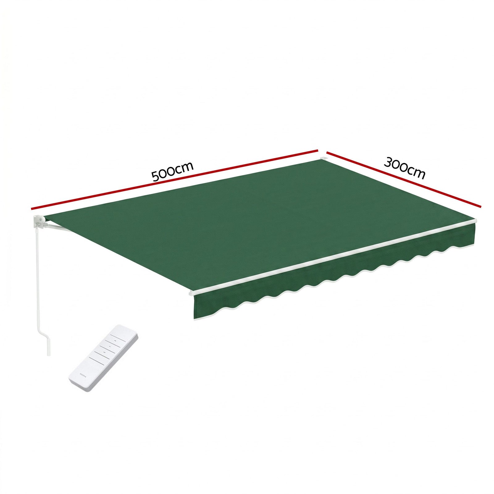 Motorised Folding Arm Awning 5×3m – Retractable Sunshade Dark Green