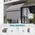 Instahut 2.1M x 1.8M Manual Pivot Arm Awning With Front Curtain Grey