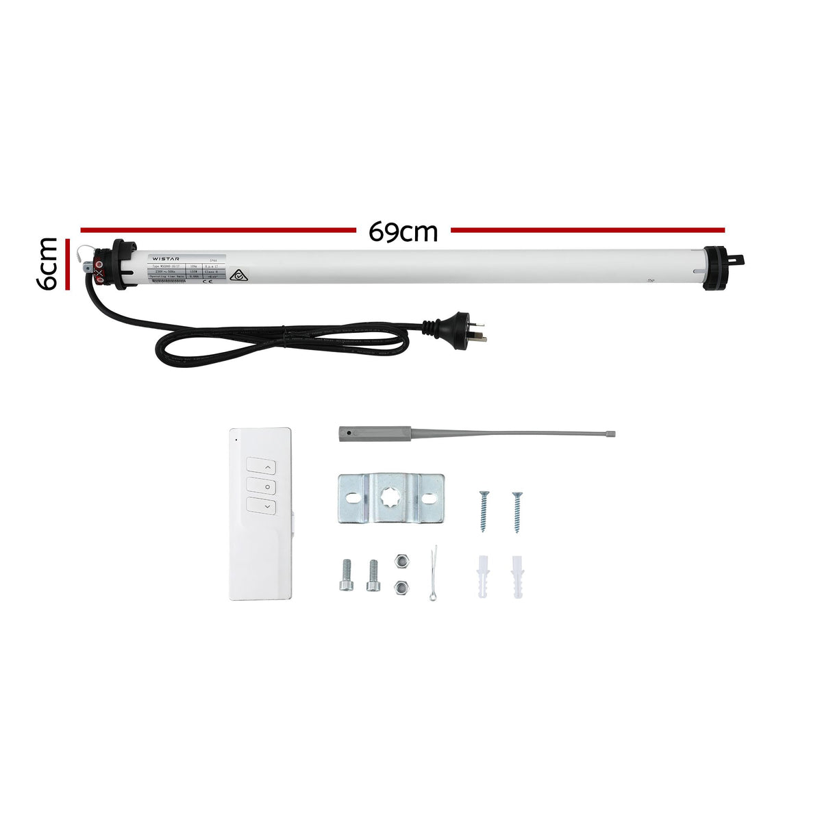 Instahut Pivot Arm Awning Motor Replacement Kit with Remote, 230V 155W Tubular