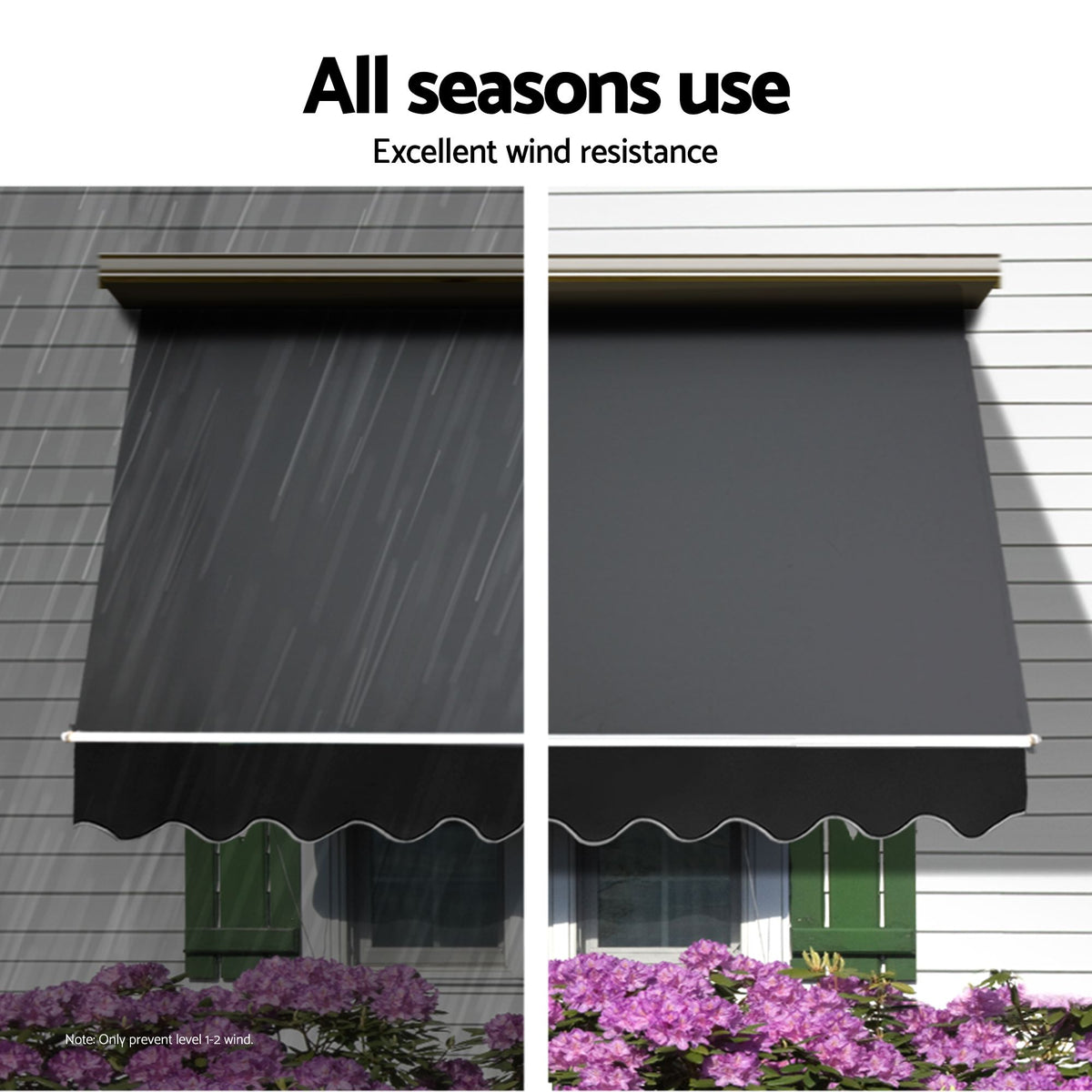 Instahut Motorised Pivot Arm Awning Window Sun Shade 2.4 X 2.1M Grey