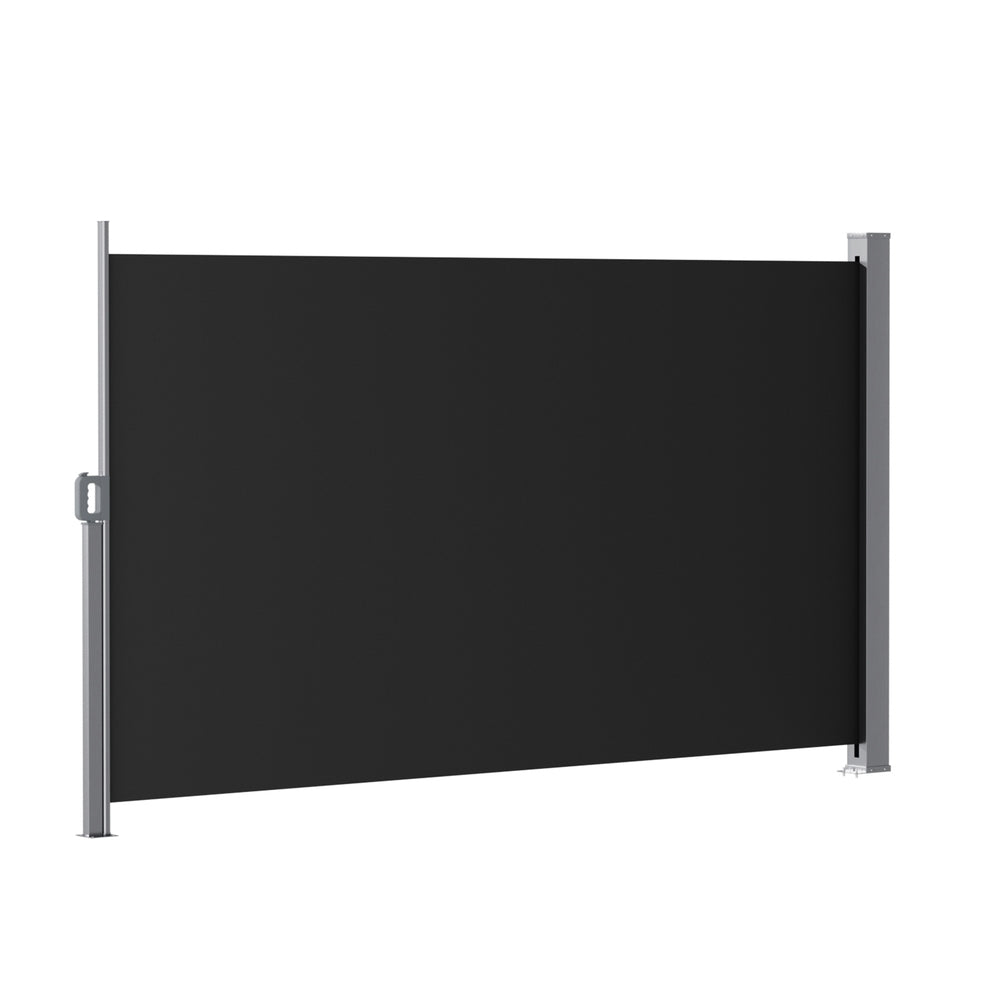 Side Awning Sun Shade Outdoor Retractable Privacy Screen 1.8X3M Black