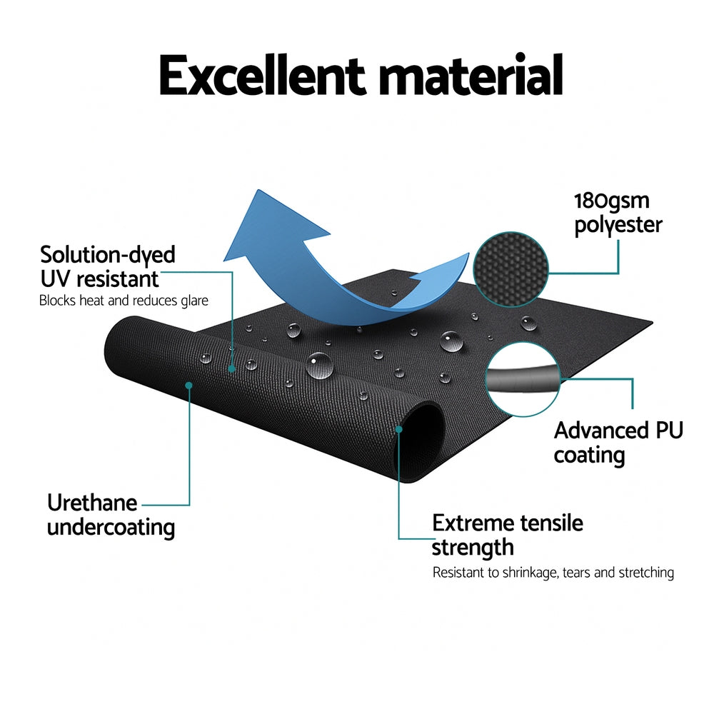 Side Awning Sun Shade Outdoor Retractable Privacy Screen 1.8X3M Black