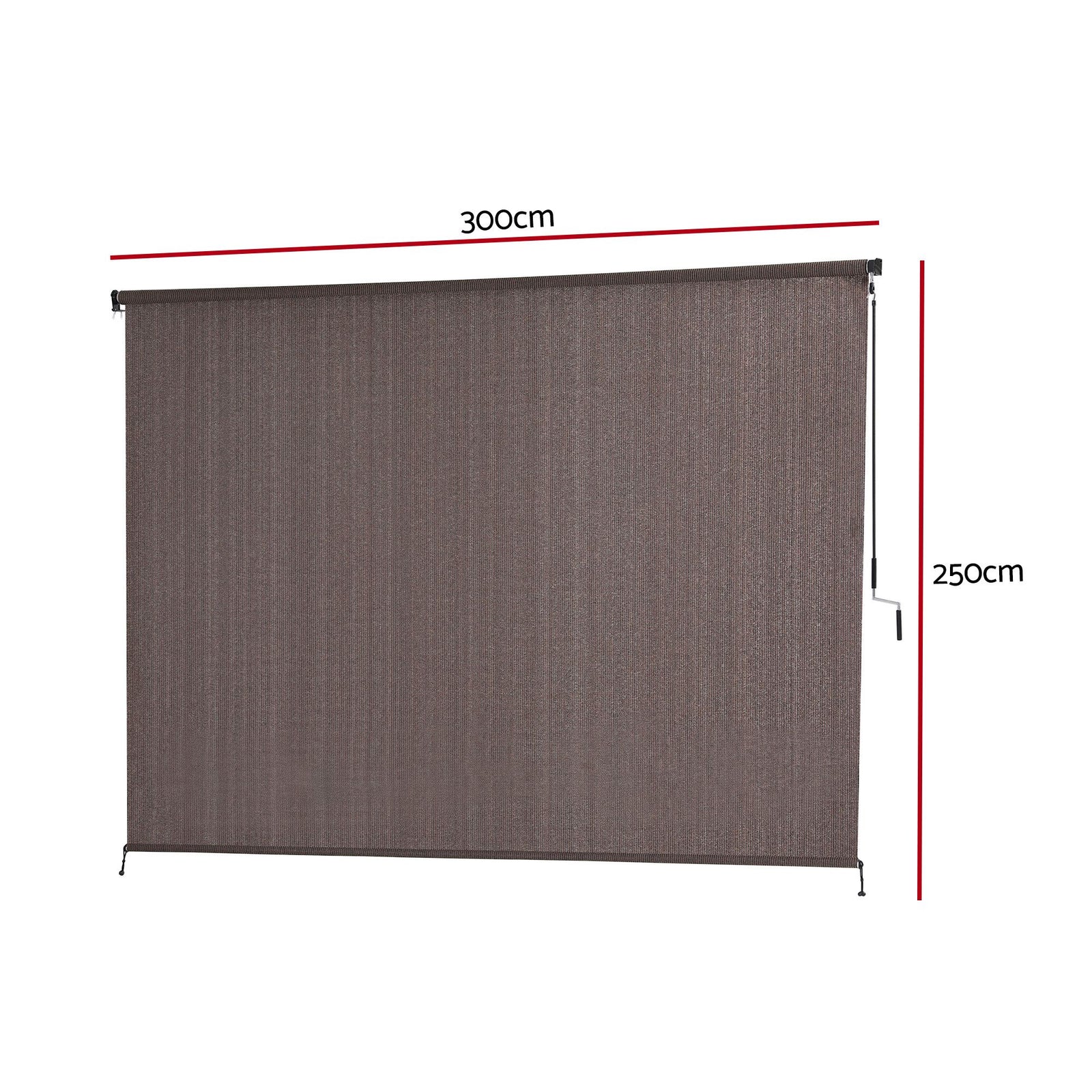 Instahut 3X2.5M Outdoor Blinds Awning Roll Down Retractable Knit Fabric Outdoor Blinds Window Shade Brown