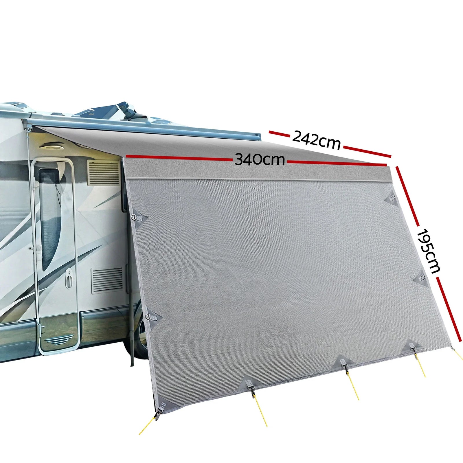 12ft Caravan Awning Fabric & Privacy Screen RV Roll Out Sun Shade 3.4M