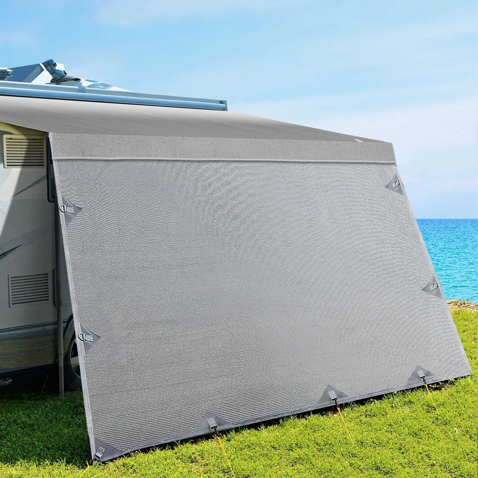 12ft Caravan Awning Fabric & Privacy Screen RV Roll Out Sun Shade 3.4M