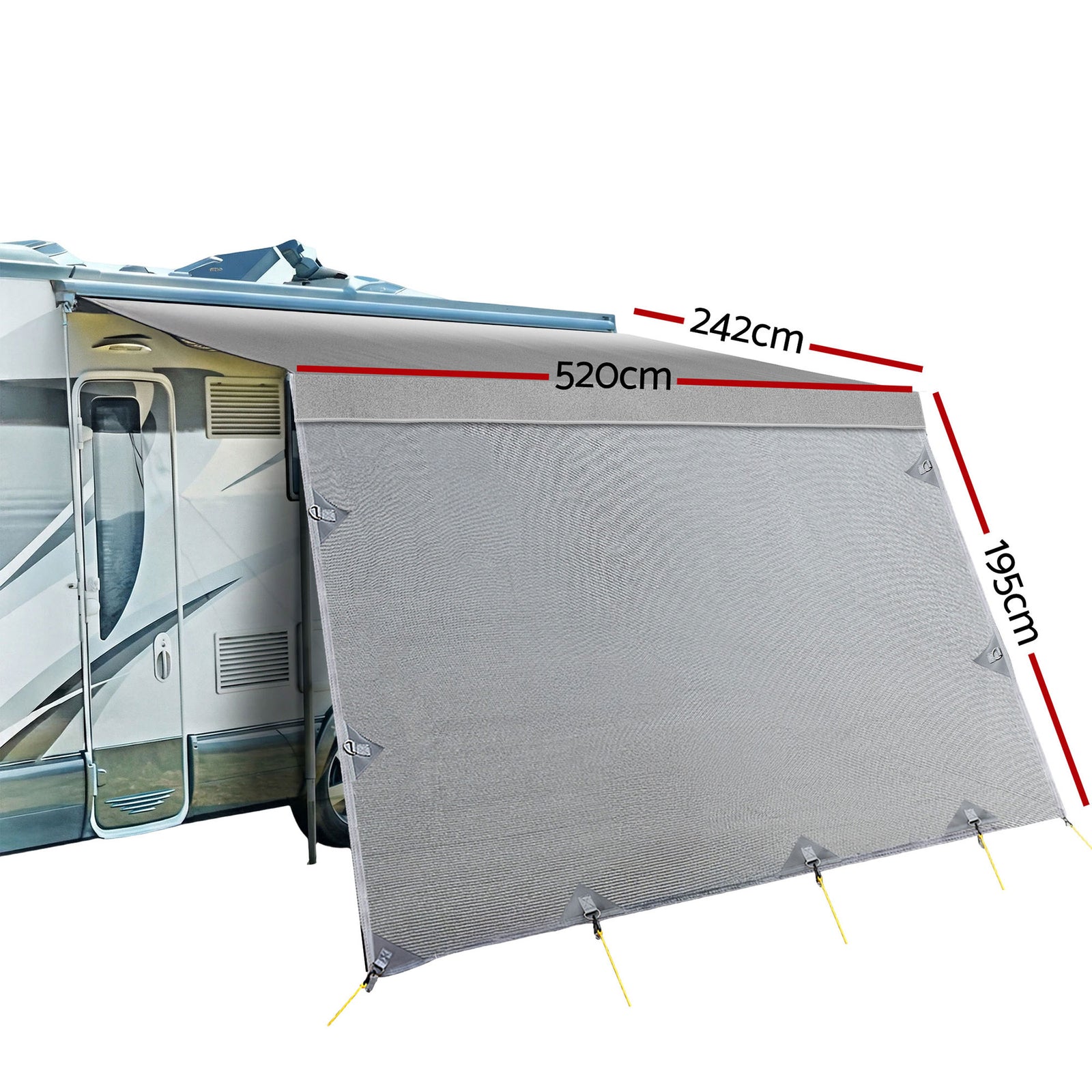 18ft Caravan Awning Fabric & Privacy Screen RV Roll Out Sun Shade 5.2M