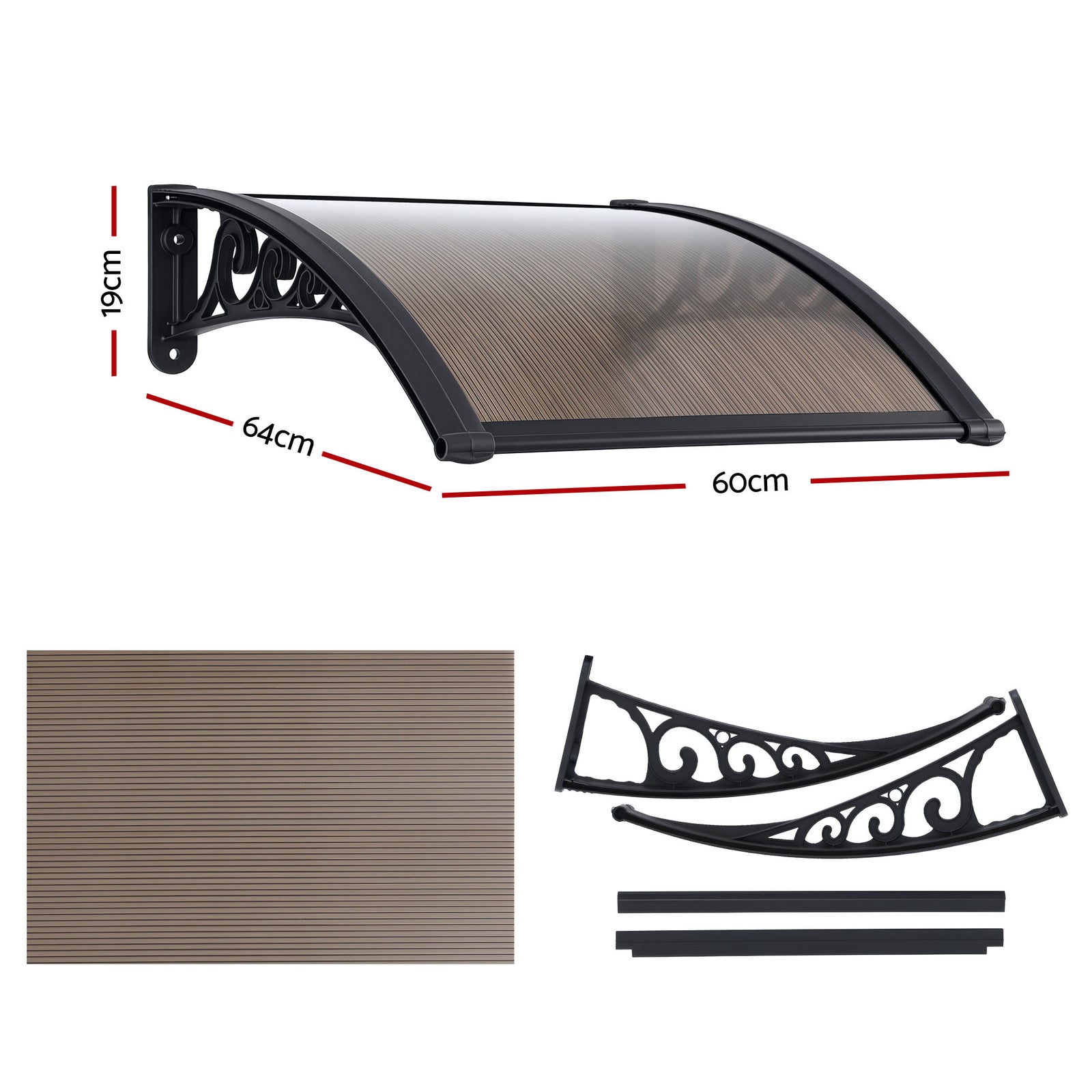 Window Awning Drainage 0.6mx0.6m Outdoor Brown