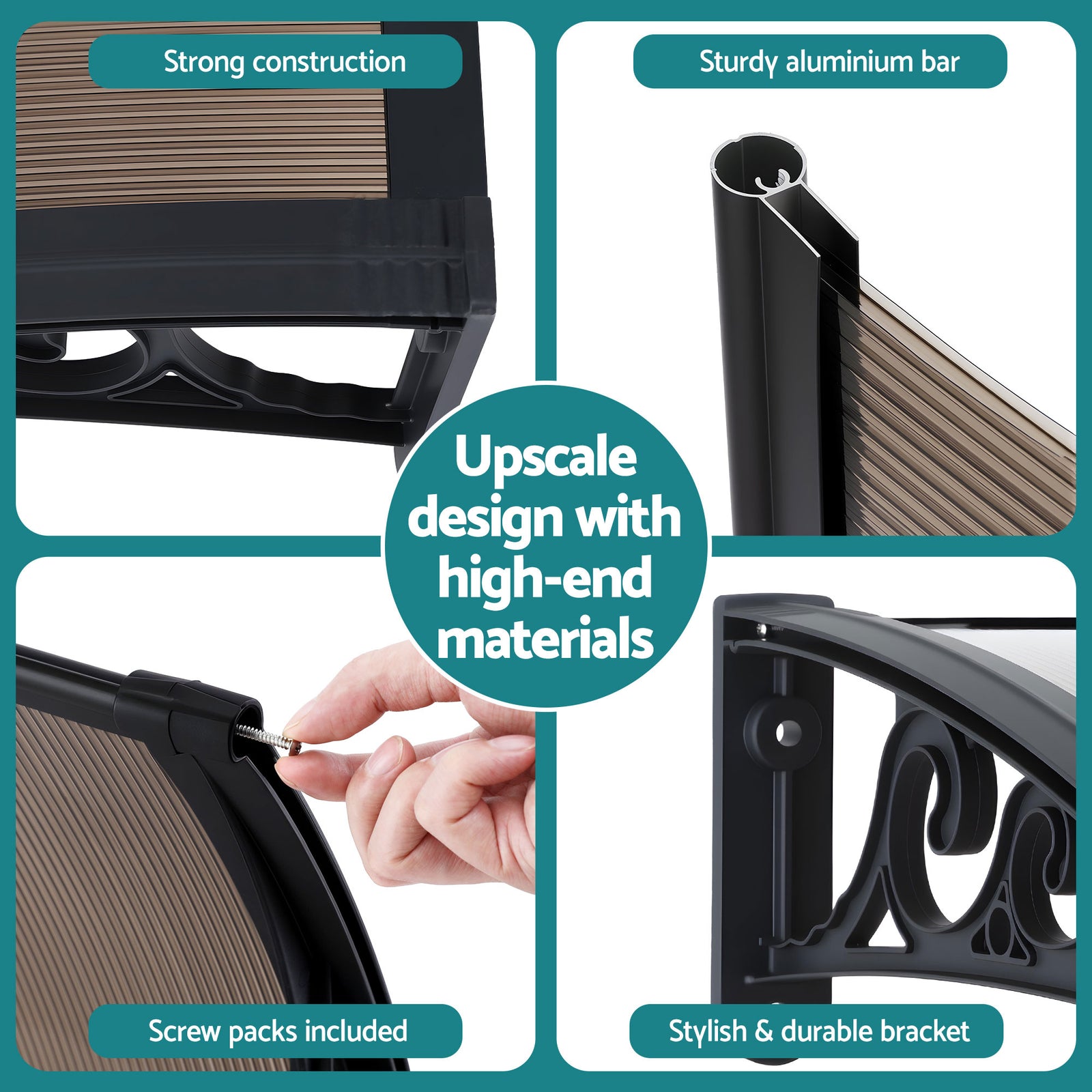 Window Awning Drainage 0.6mx0.6m Outdoor Brown