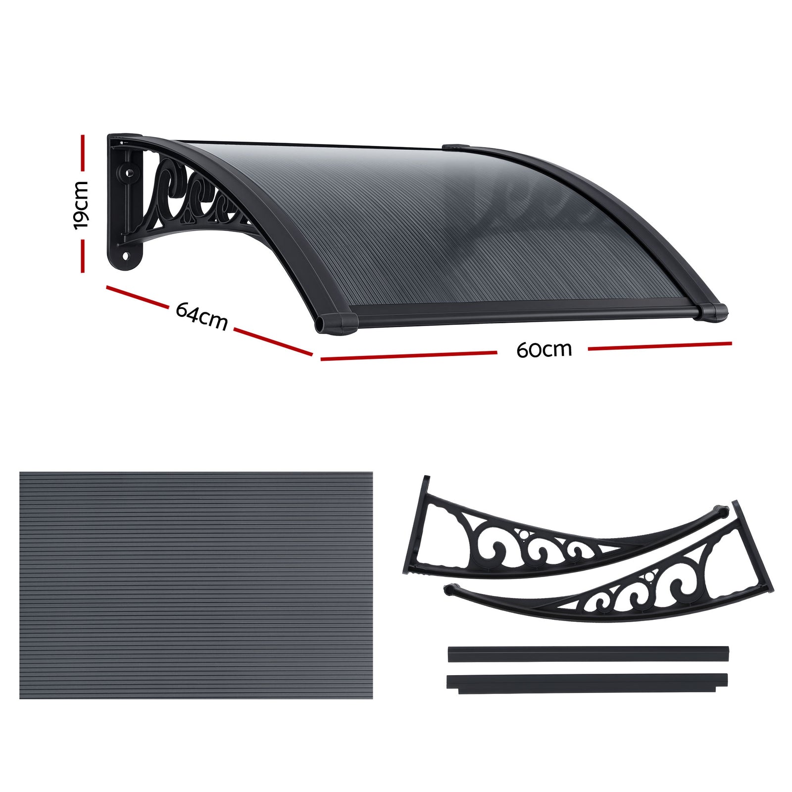 Window Awning Drainage 0.6mx0.6m Outdoor Grey