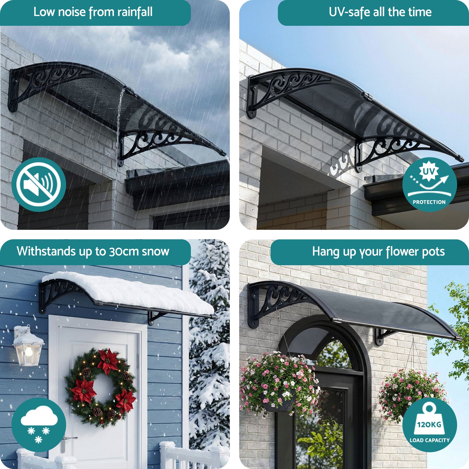 Window Awning Drainage 0.6mx0.6m Outdoor Grey