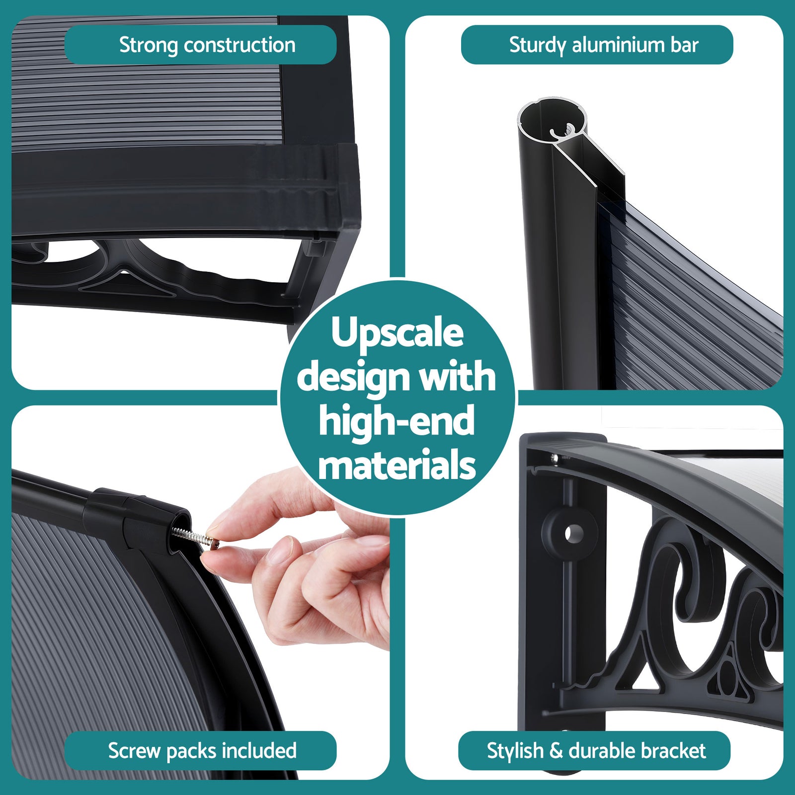 Window Awning Drainage 0.6mx0.6m Outdoor Grey