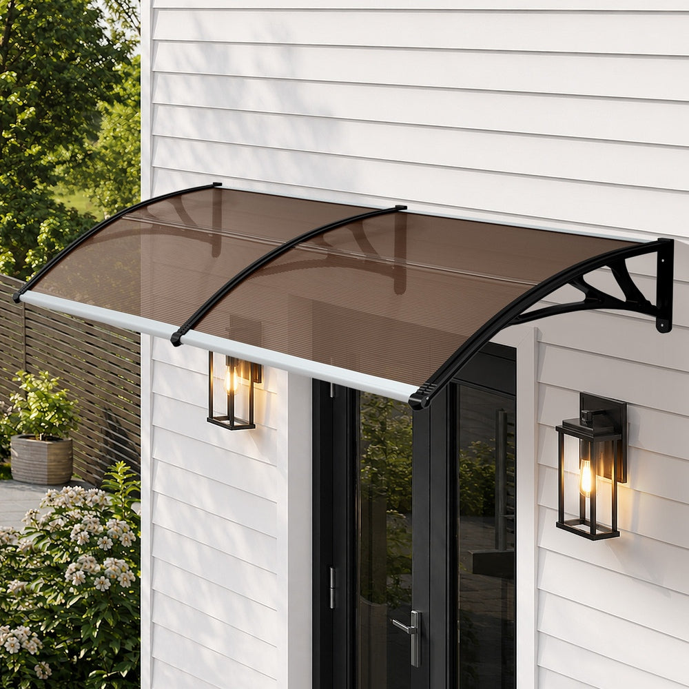 Livsip Window & Door Awning Canopy, 3m x 1.17m, Weatherproof, Brown Finish