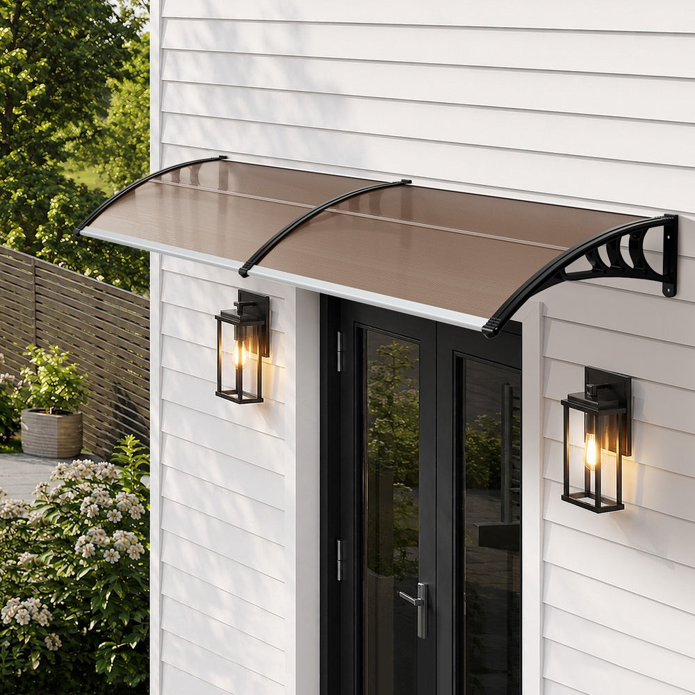 Window & Door Awning Canopy, 3m x 0.76m, Weatherproof, Brown Finish