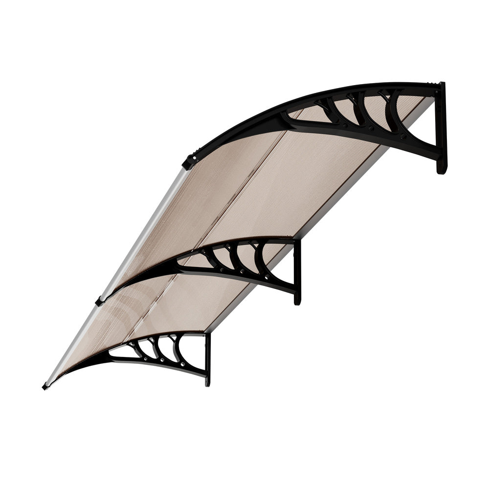 Window & Door Awning Canopy, 3m x 0.76m, Weatherproof, Brown Finish
