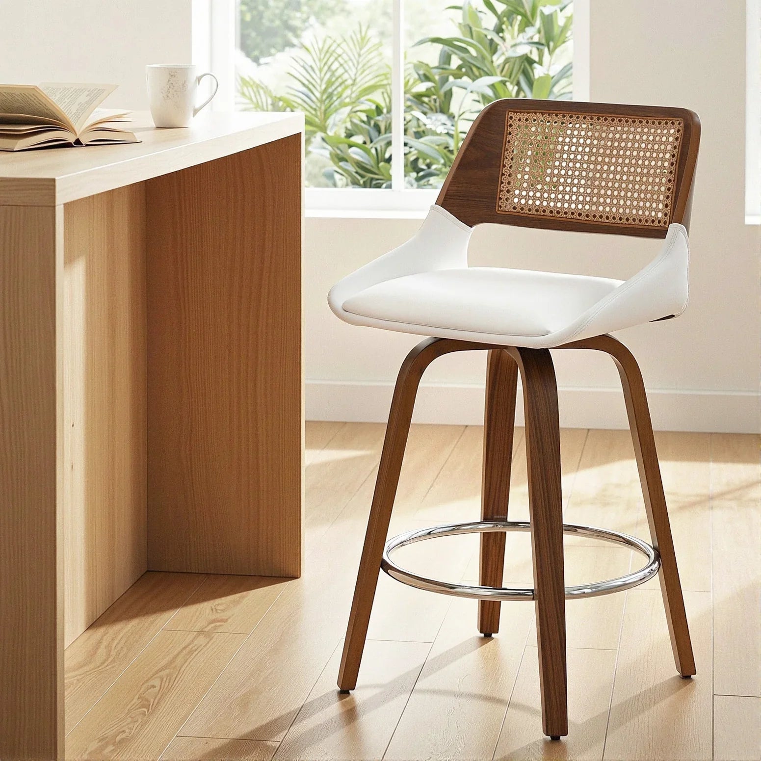 Wooden Bar Stools Swivel Kitchen Counter Stool Chair 60cm Seat Height