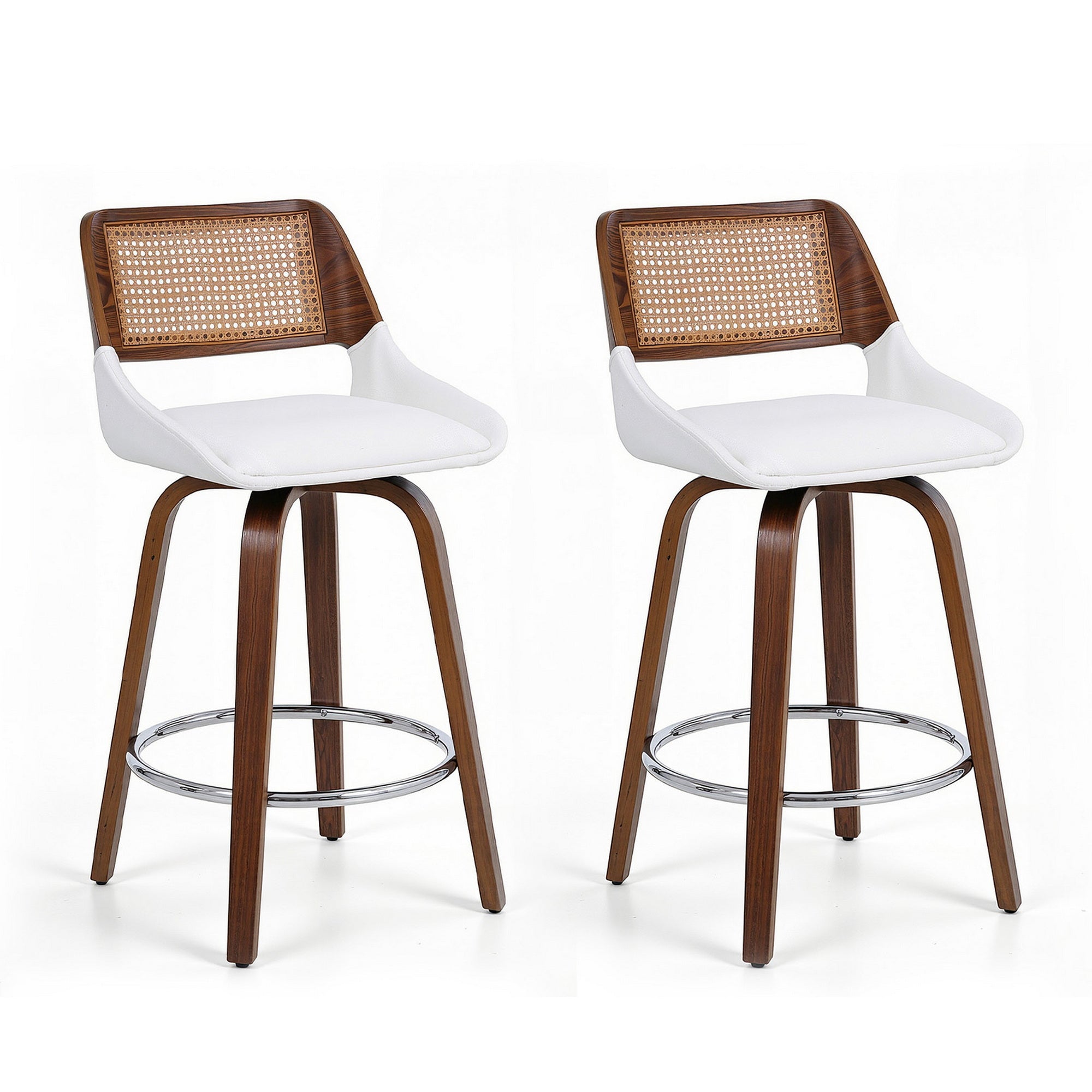 Wooden Bar Stools Set of 2 Swivel Kitchen Counter Stool Chair 60cm Seat Height