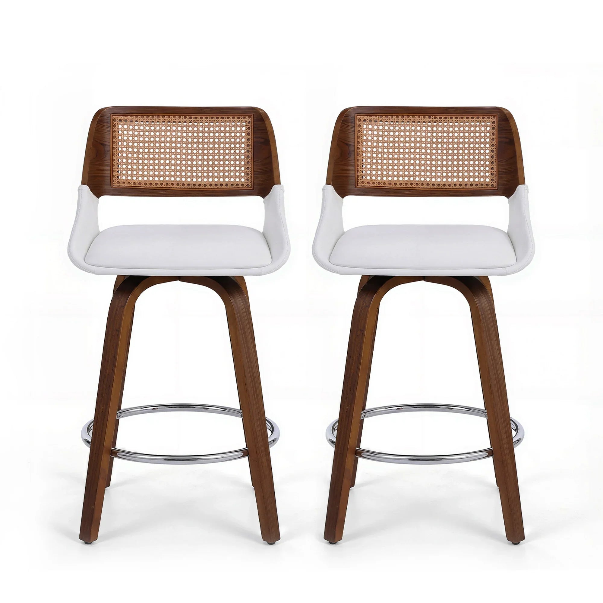 Wooden Bar Stools Set of 2 Swivel Kitchen Counter Stool Chair 60cm Seat Height