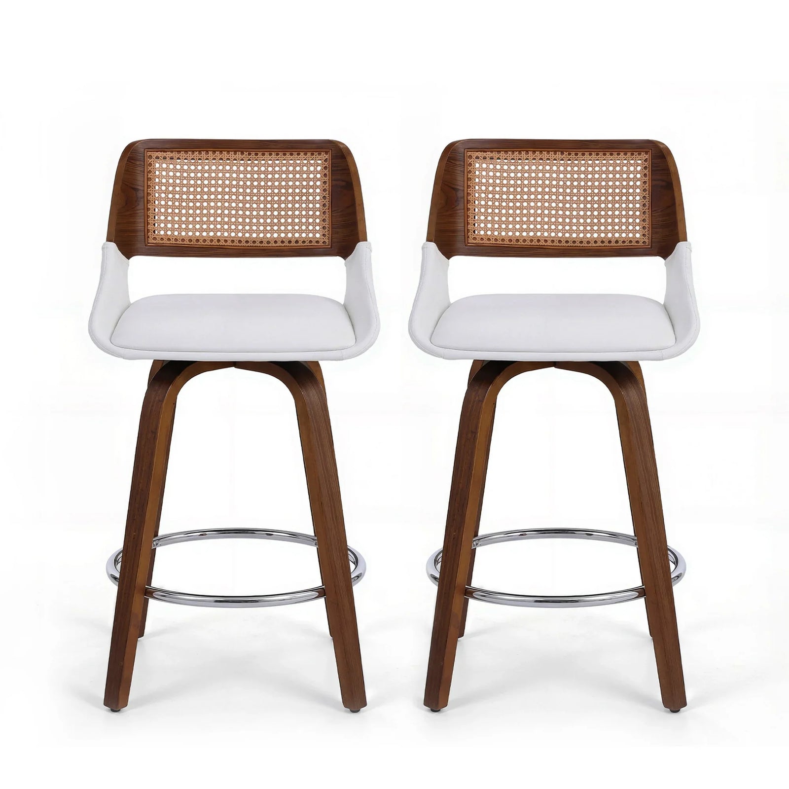 Wooden Bar Stools Set of 2 Swivel Kitchen Counter Stool Chair 60cm Seat Height