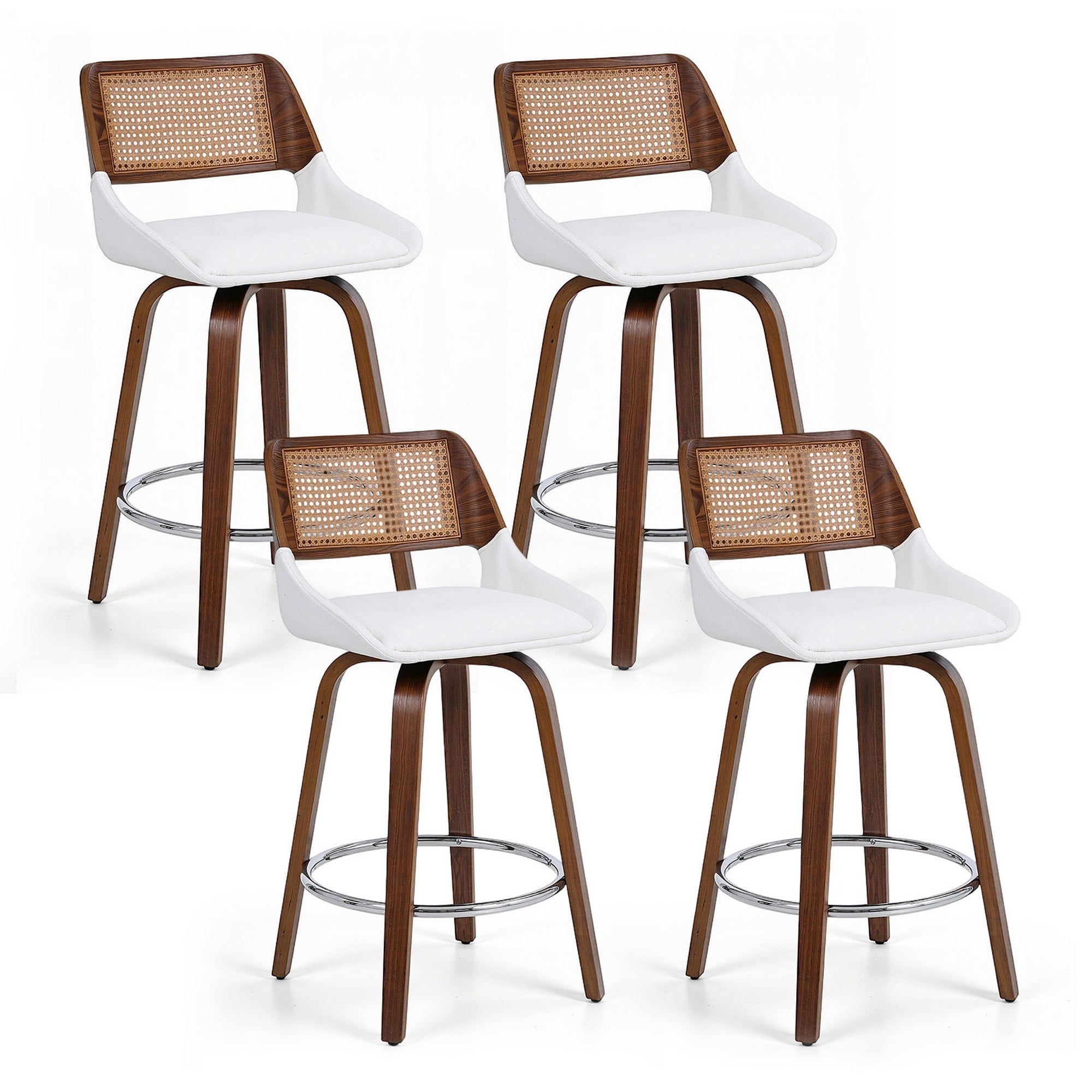 Wooden Bar Stools Set of 4 Swivel Kitchen Counter Stool Chair 60cm Seat Height