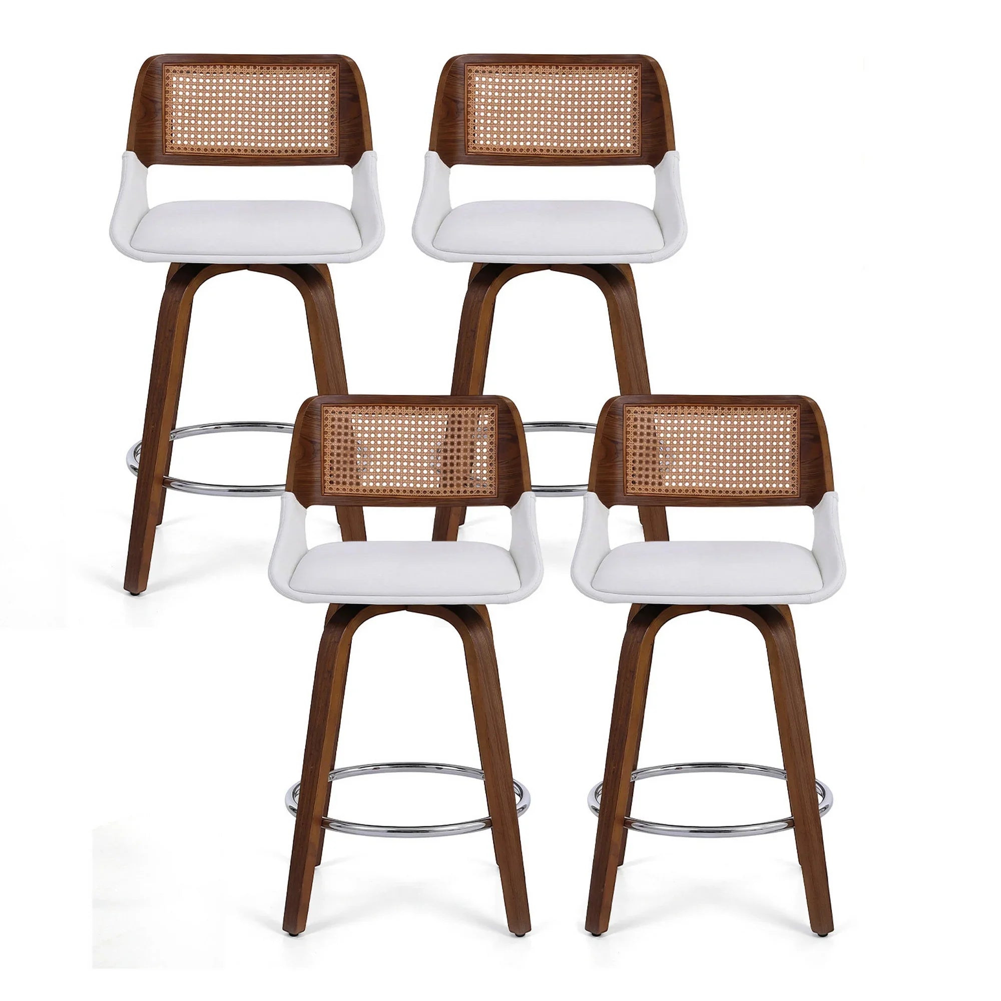 Wooden Bar Stools Set of 4 Swivel Kitchen Counter Stool Chair 60cm Seat Height