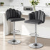 Bar Stool X2 Kitchen Dining Counter Gaslift Chair Adjustable Velvet Grey