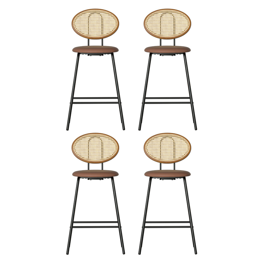 4x Bar Stools PU Leather Stools Brown