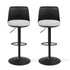 2x Bar Stools Kitchen Swivel Gas Lift Counter Dining Chair Curved Black