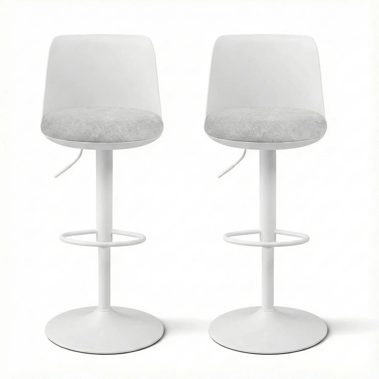 2x Bar Stools Kitchen Swivel Gas Lift Counter Dining Chair Curved White