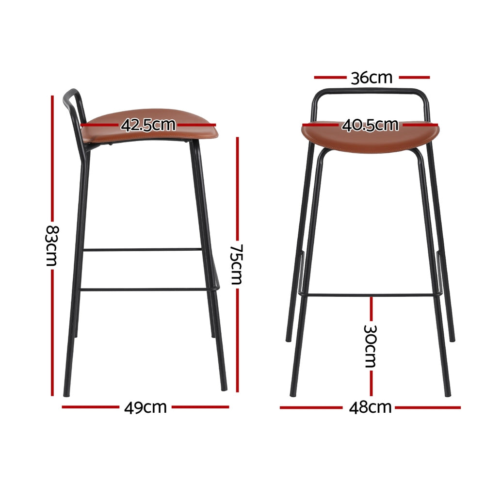 2x Artiss Bar Stools Kitchen Counter Stools Metal Brown