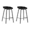 Bar Stools Set of 2 – PP Plastic Seat, Metal Frame, Footrest, Black