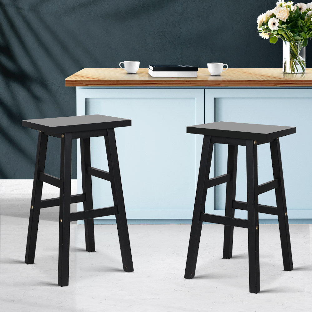 Artiss Bar Stools Kitchen Counter Stools Wooden Chairs Black x2