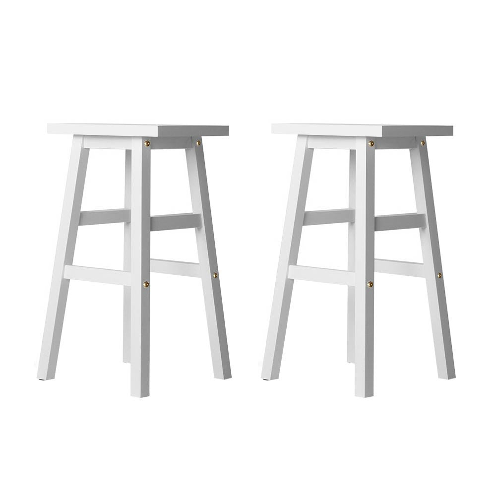 Artiss Bar Stools Kitchen Counter Stools Wooden Chairs White x2