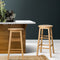2x Bar Stools Round Chairs Wooden Nature