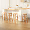 4x Wooden Bar Stools 61cm Round Beech Wood Chairs Natural