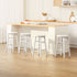 4x Bar Stools Round Chairs Wooden White