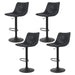 4x Bar Stools Vintage Leather Swivel Gas Lift Black