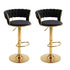 Artiss 2x Bar Stools Gas Lift Adjustable Velvet Woven Backrest Vivien Black