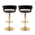 Artiss 2x Bar Stools Gas Lift Adjustable Velvet Woven Backrest Vivien Black