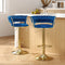 Artiss Set of 2 Velvet Bar Stools Navy Gas Lift Swivel Woven Backrest