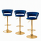 Artiss Vivien Set of 3 Bar Stools Gas Lift Swivel Velvet Woven Backrest Navy